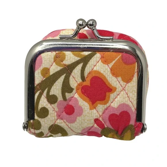 Vera Bradley Folkloric Floral Quilted Change Coin Kiss Lock Purse - Picture 4 of 7